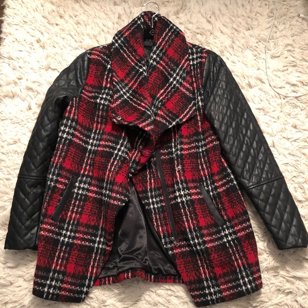 BB Dakota plaid coat with leather!
